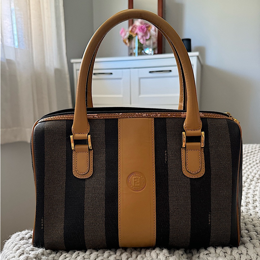 vintage fendi striped speedy boston pequin bag 👜
